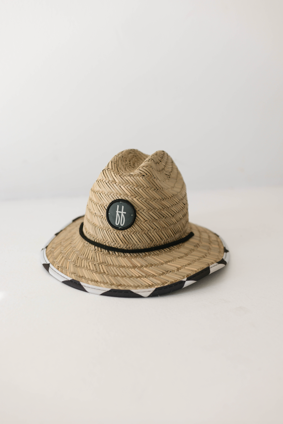 FF Straw Sun Hat | Black Checker