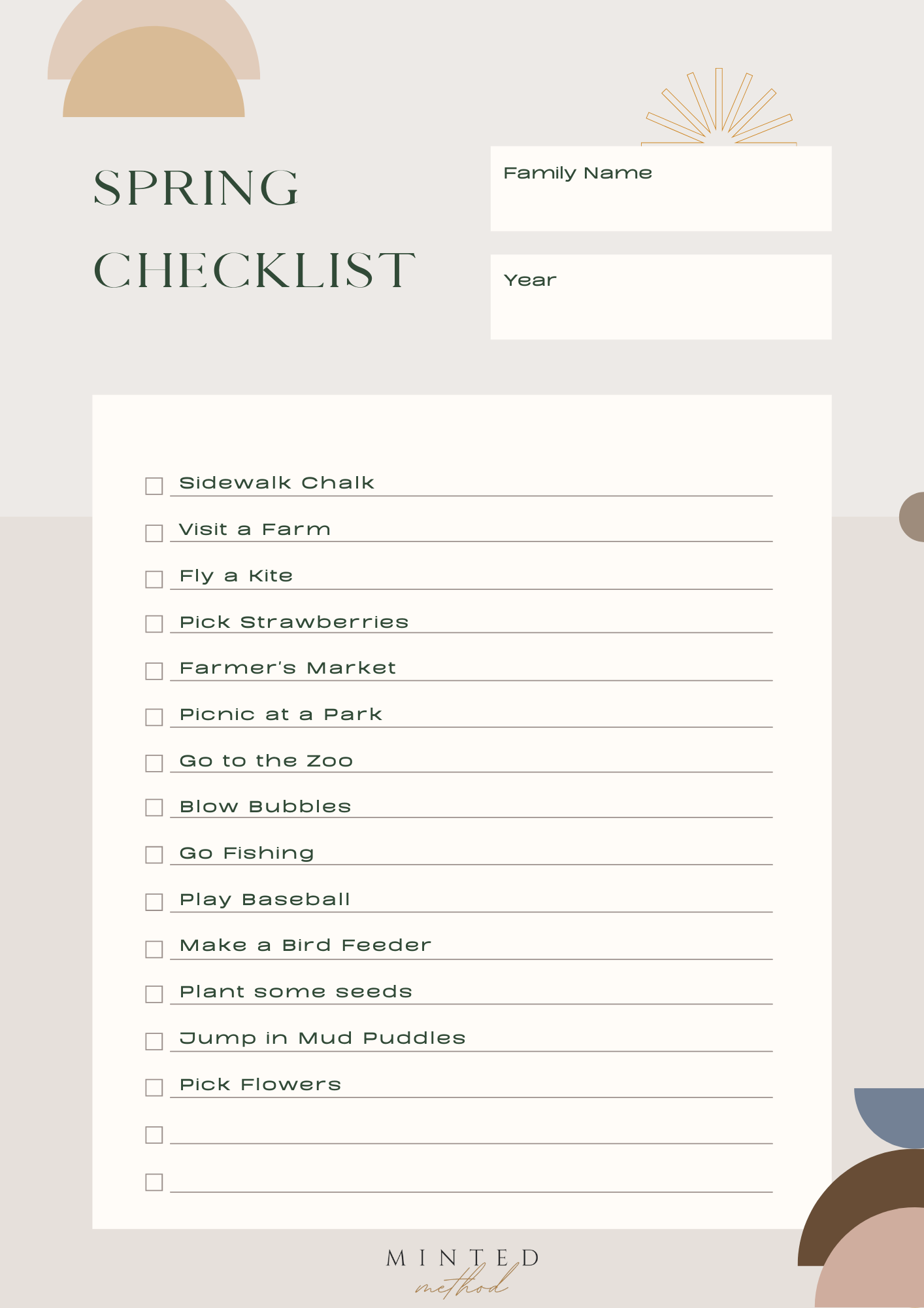 Printable Spring Family Checklist to Get You Out of the House!