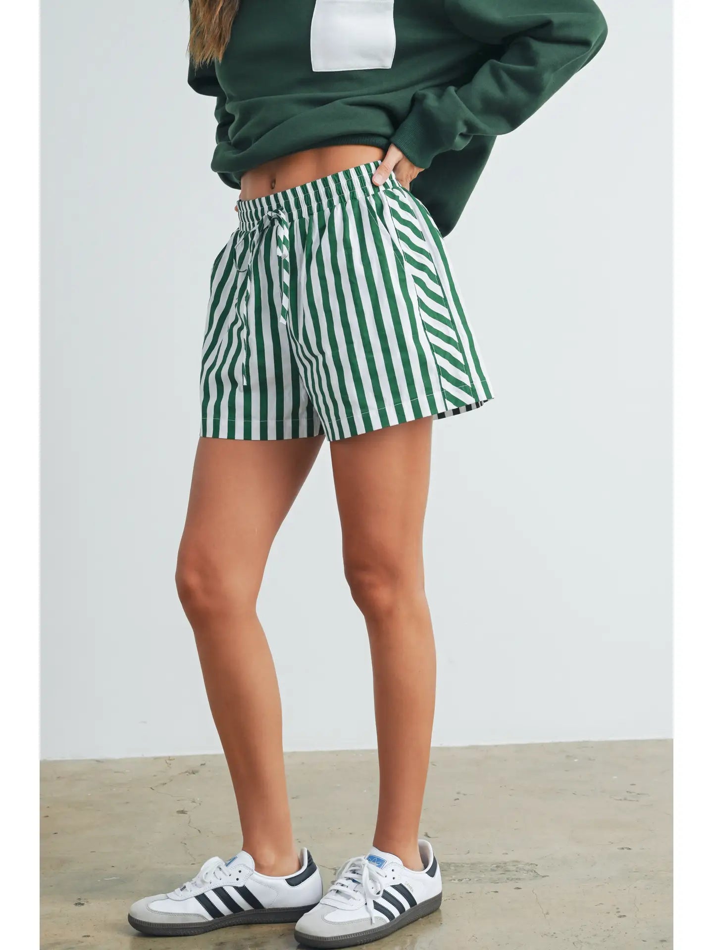 Striped Drawstring Pocket Boxer Shorts