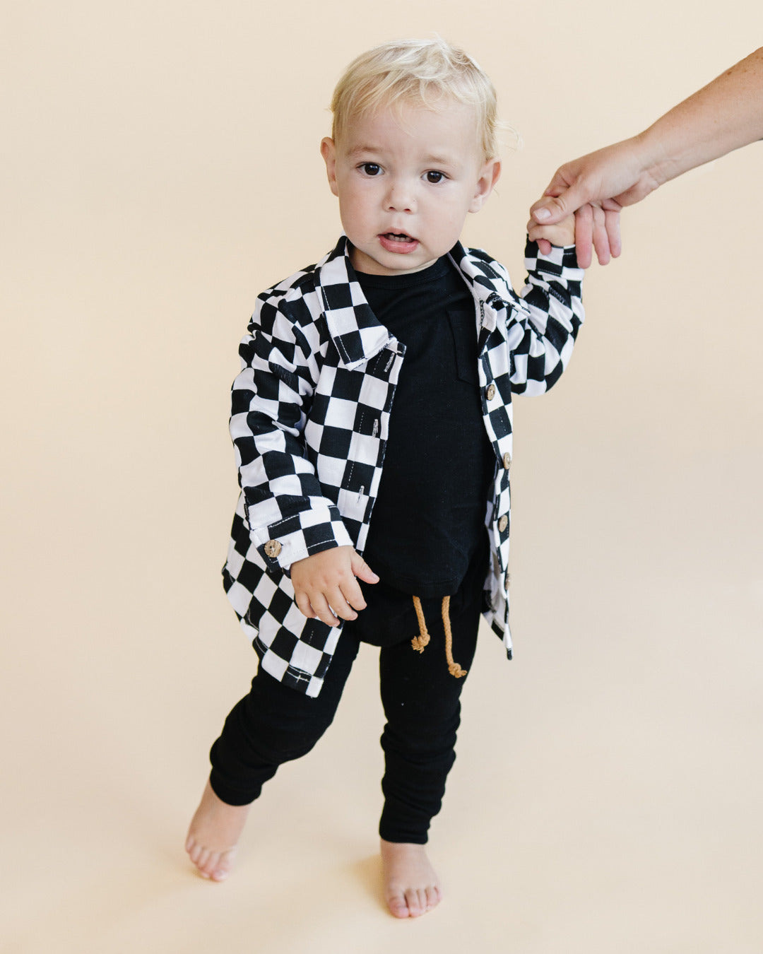 Cotton Shacket | Smiley Checkered Black