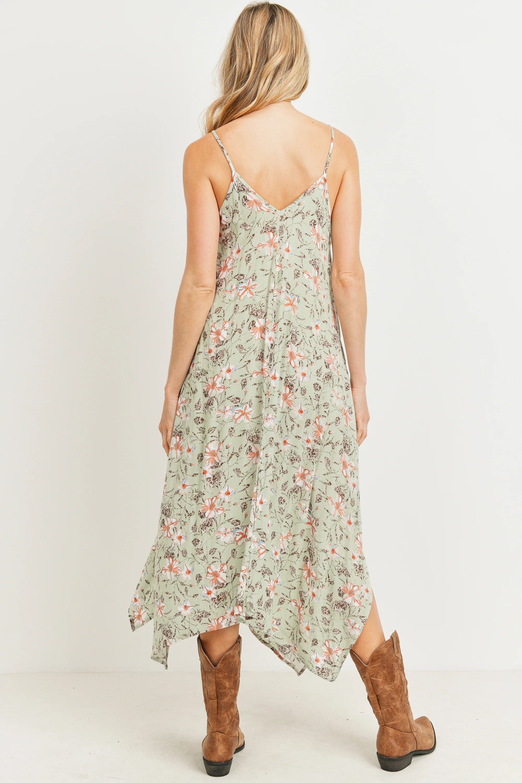 Floral Spaghetti Strap Maternity Midi Slip Dress