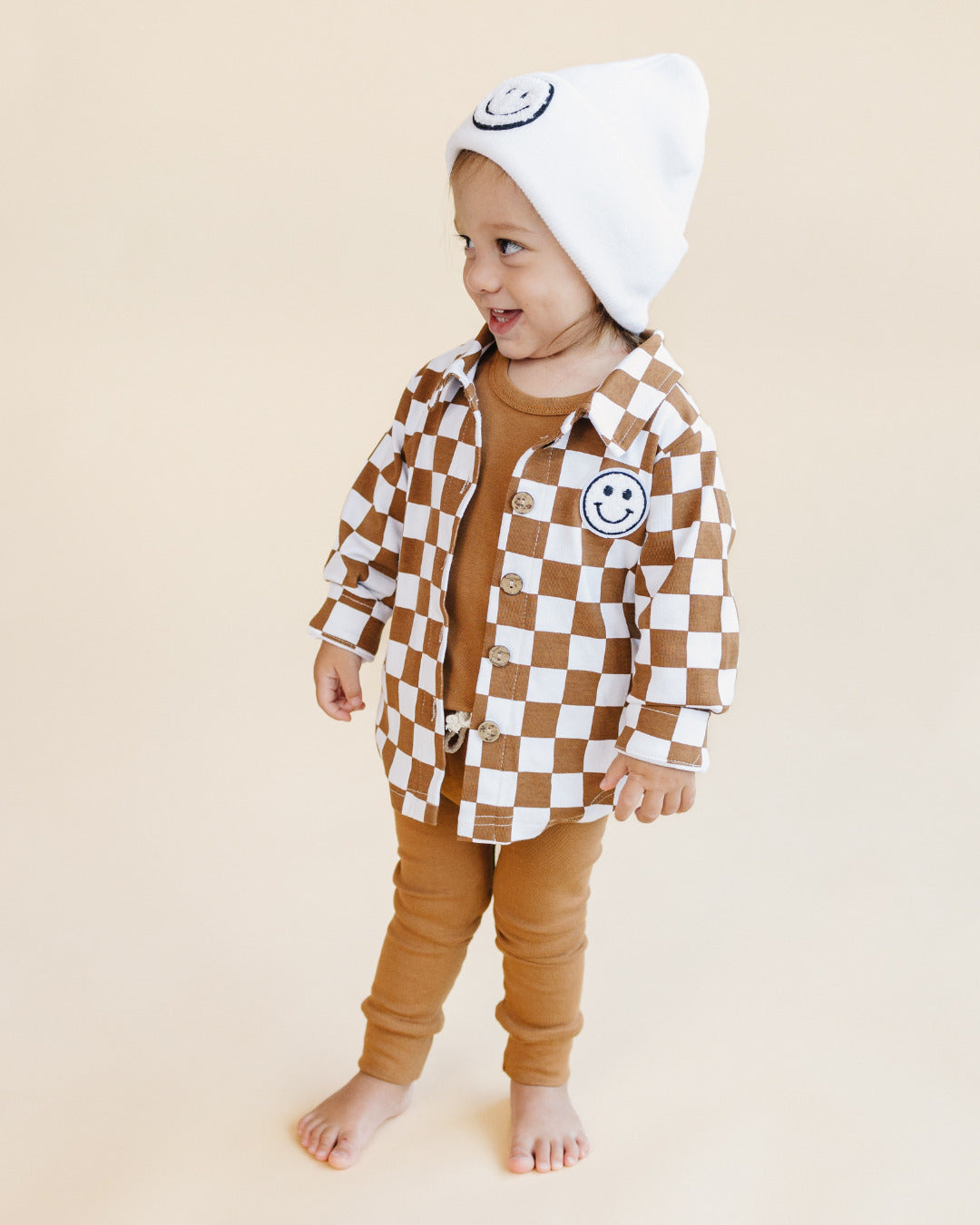 Cotton Shacket | Smiley Checkered Copper