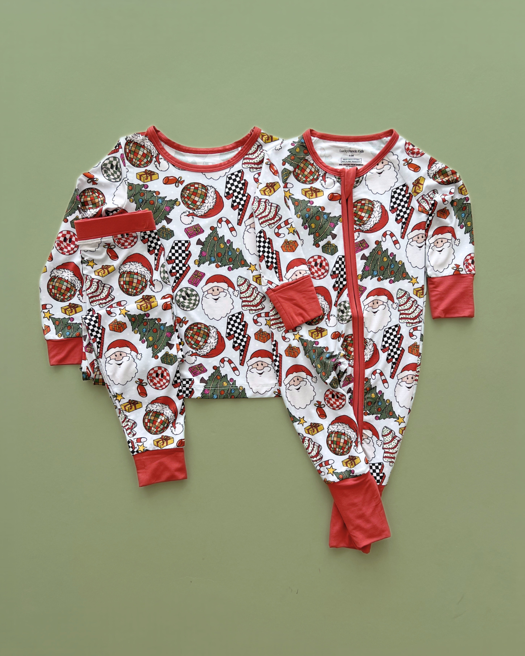 Bamboo Zip Romper | Retro Christmas