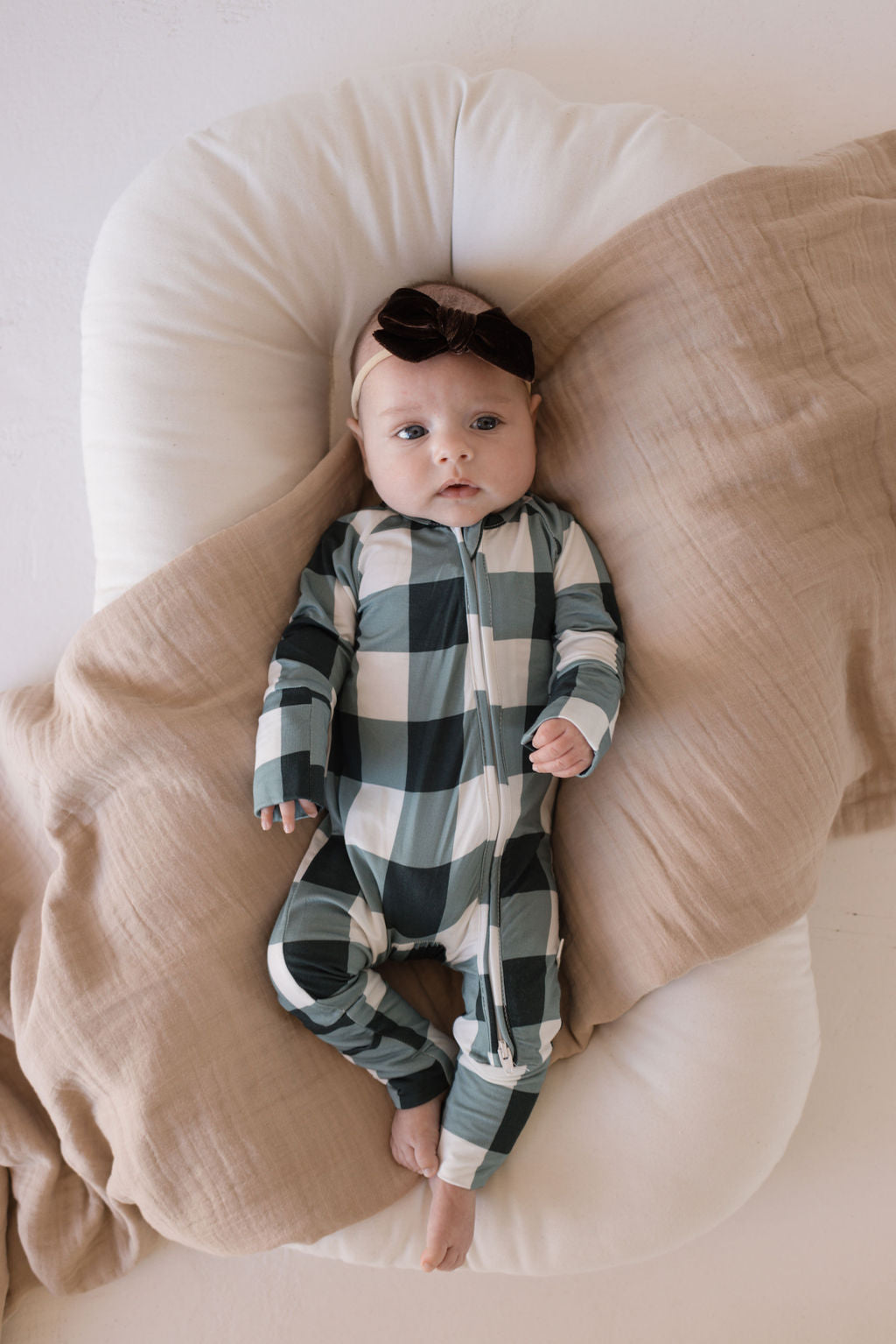 Bamboo Zip Pajamas | Evergreen Gingham