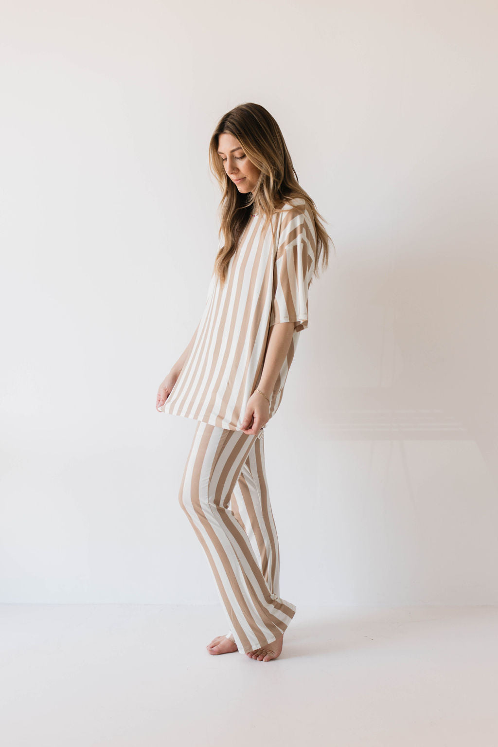 Short Sleeve Women's Bamboo Pajamas | Kal Stripe