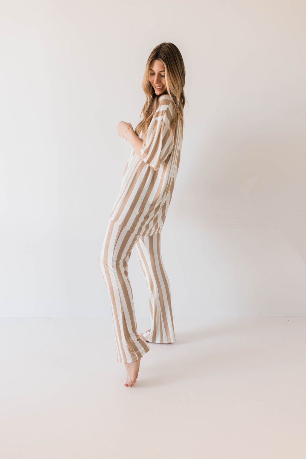 Short Sleeve Women's Bamboo Pajamas | Kal Stripe