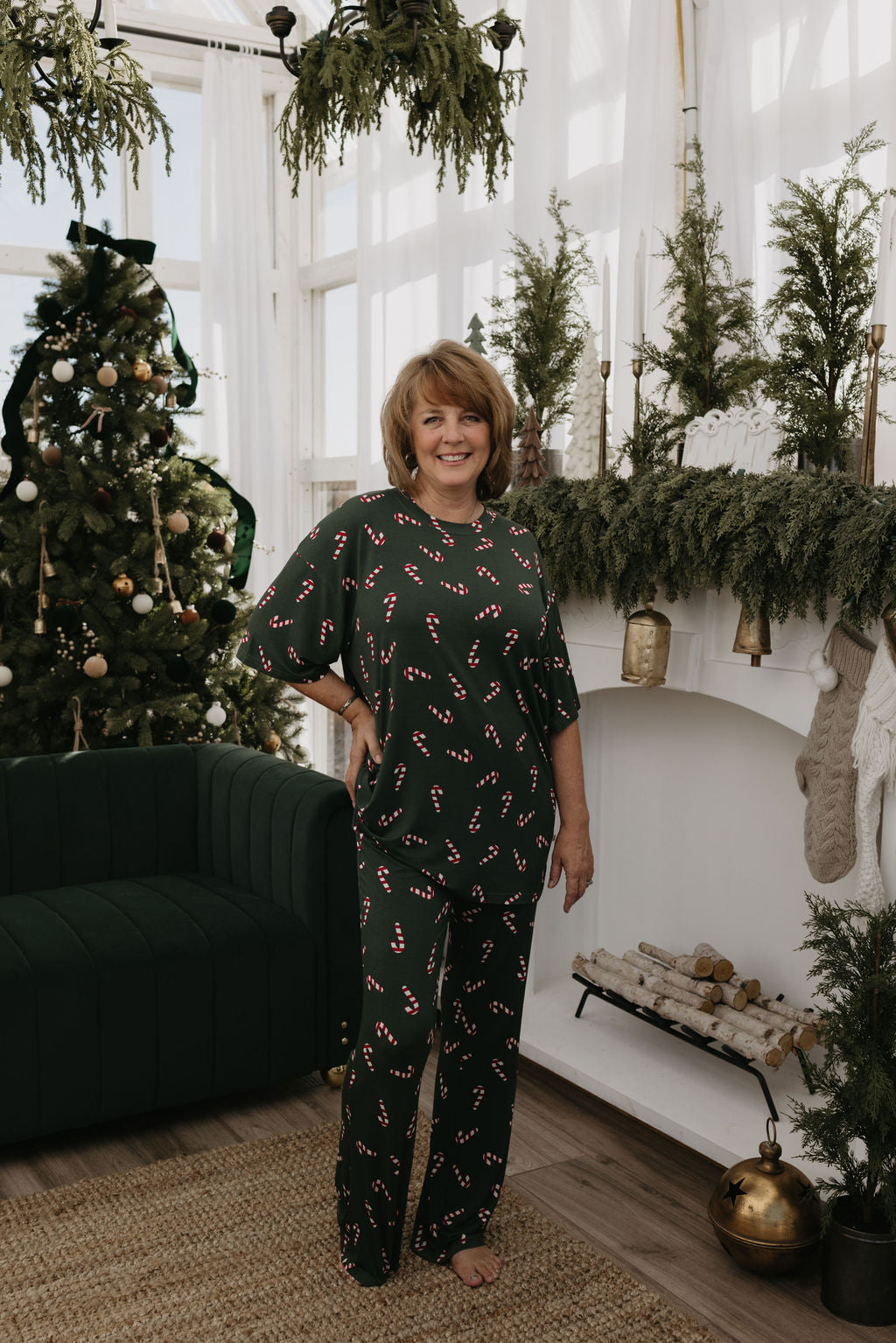 Short Sleeve Women's Bamboo Pajamas | Candy Cane Lane