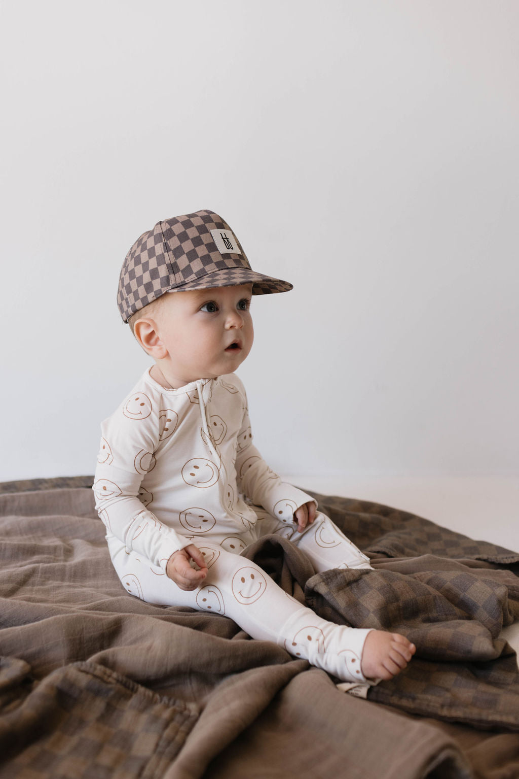 Children's Trucker Hat | Faded Brown Checker