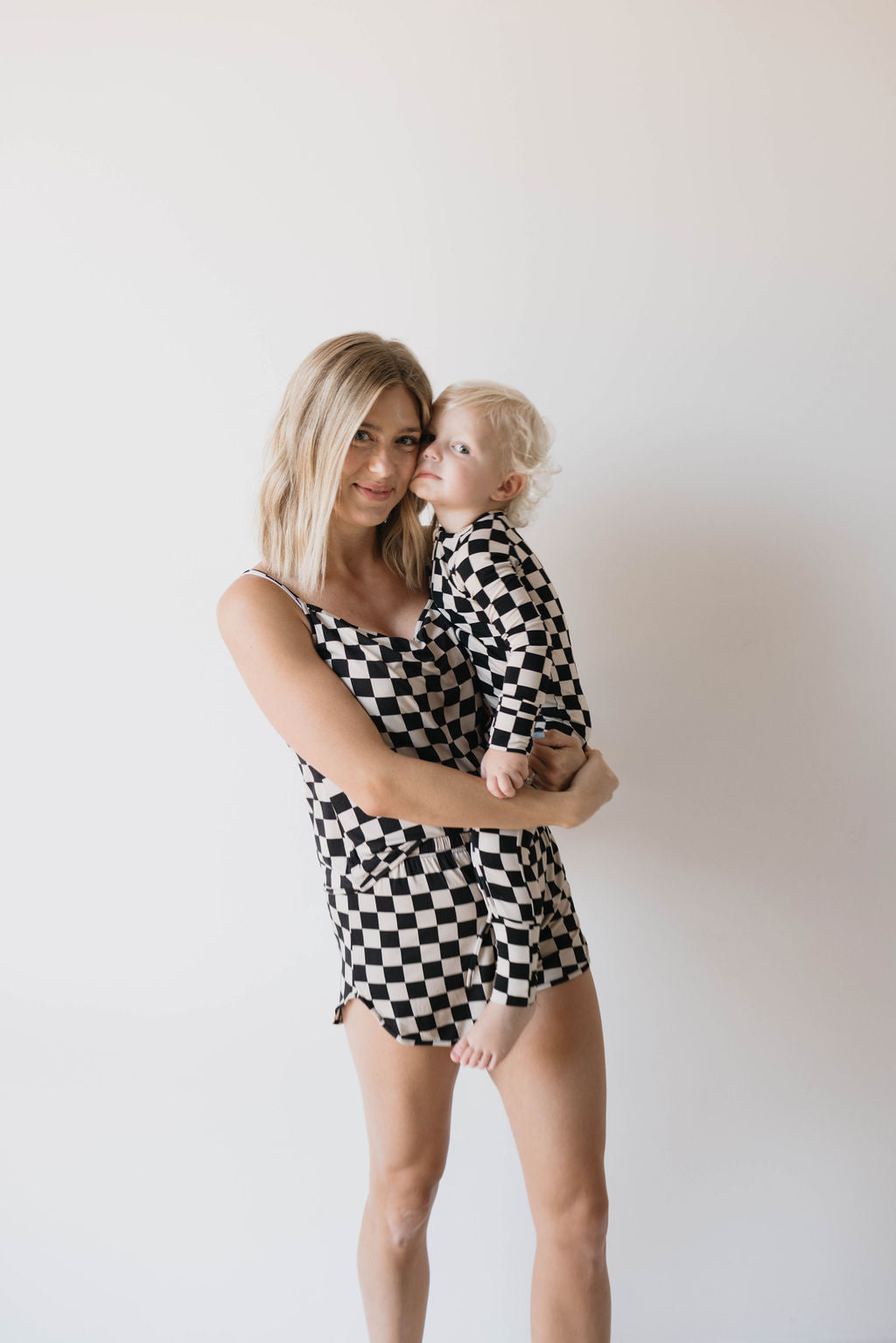 Women's Bamboo Cami Set | Black Checkerboard