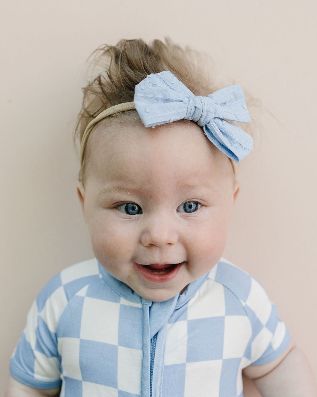 Bamboo Shorty Romper | Blue Checkered