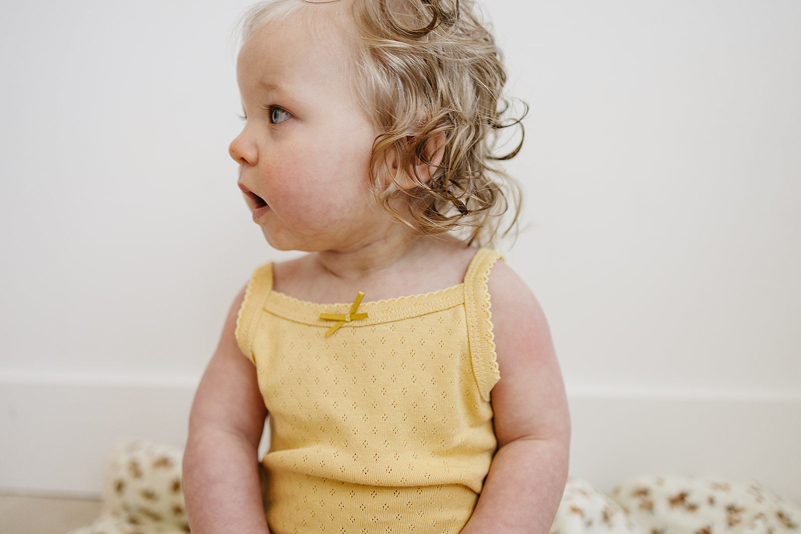 Yellow Bow Pointelle Tank Bodysuit