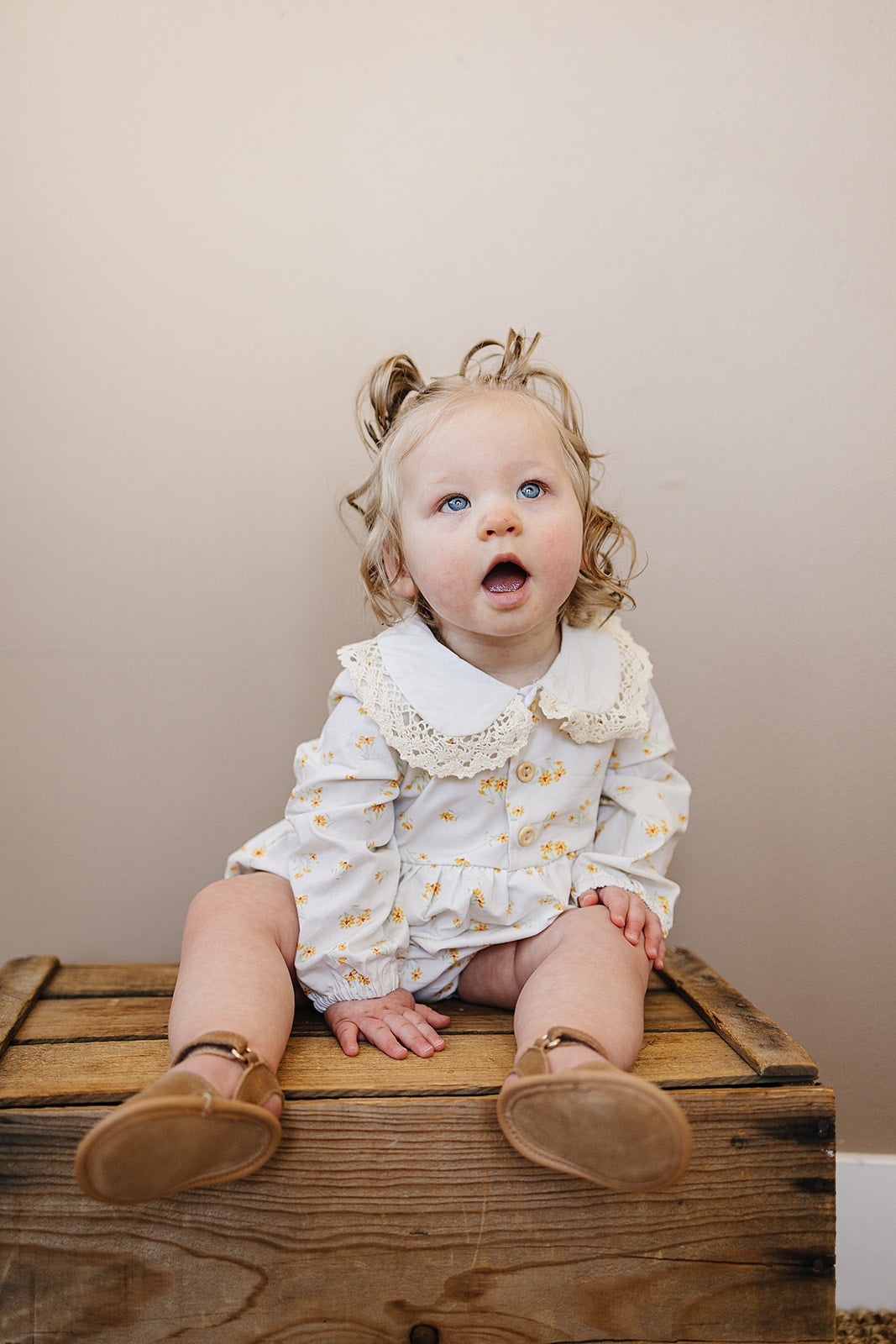 Yellow Floral Button Bubble Romper