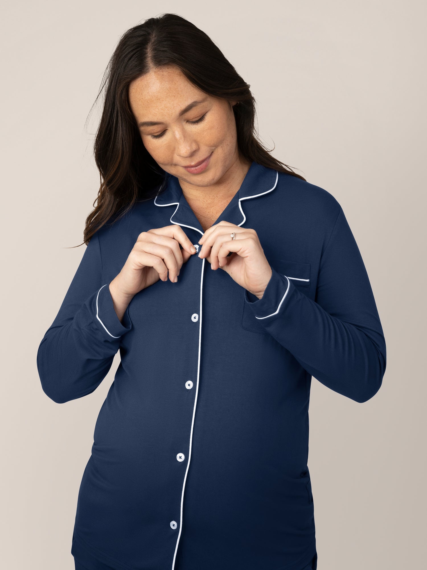 Clea Bamboo Long Sleeve Pajama Set | Navy