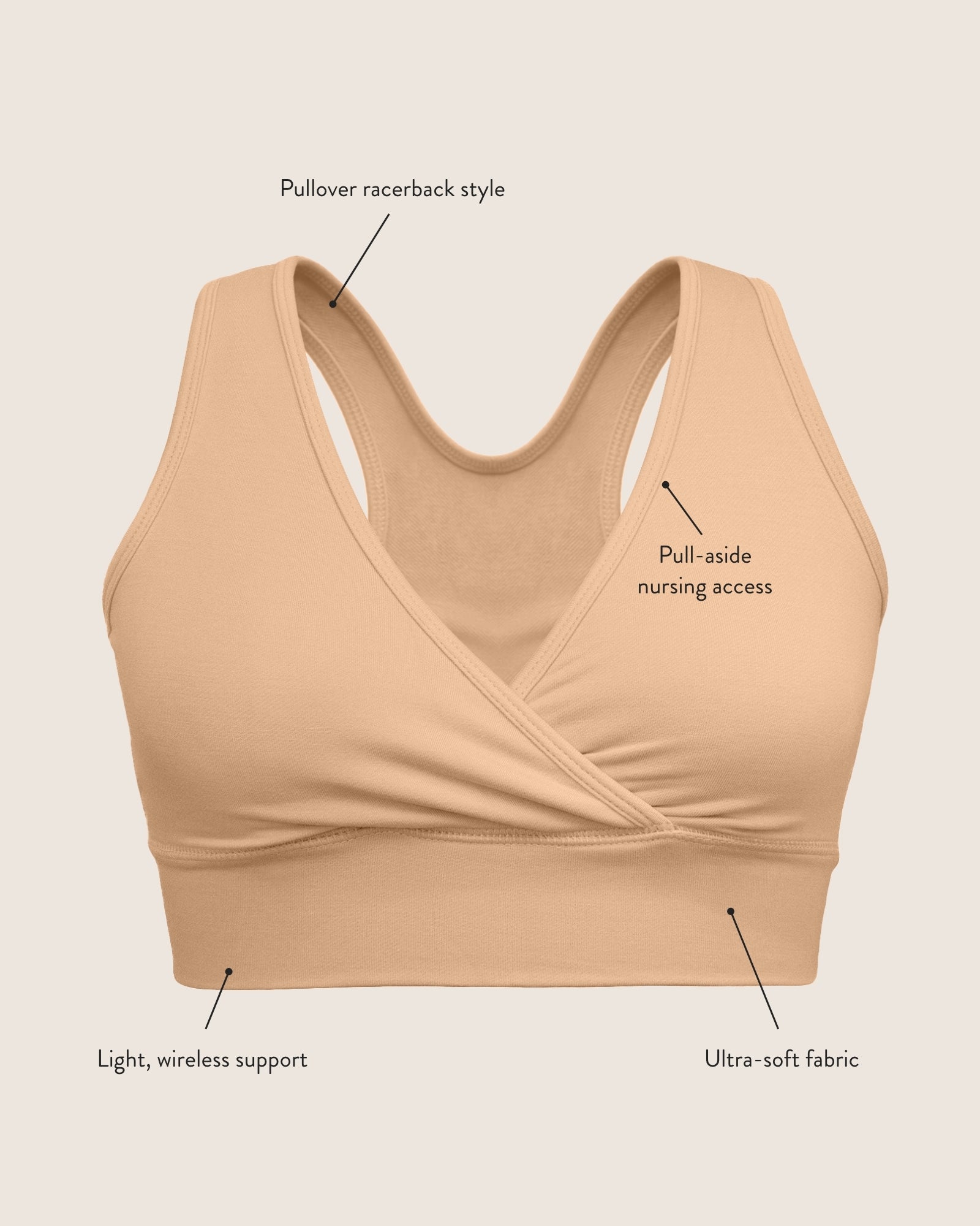 French Terry Racerback Nursing & Sleep Bra | Beige