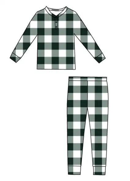 Bamboo Two Piece Pajamas | Evergreen Gingham