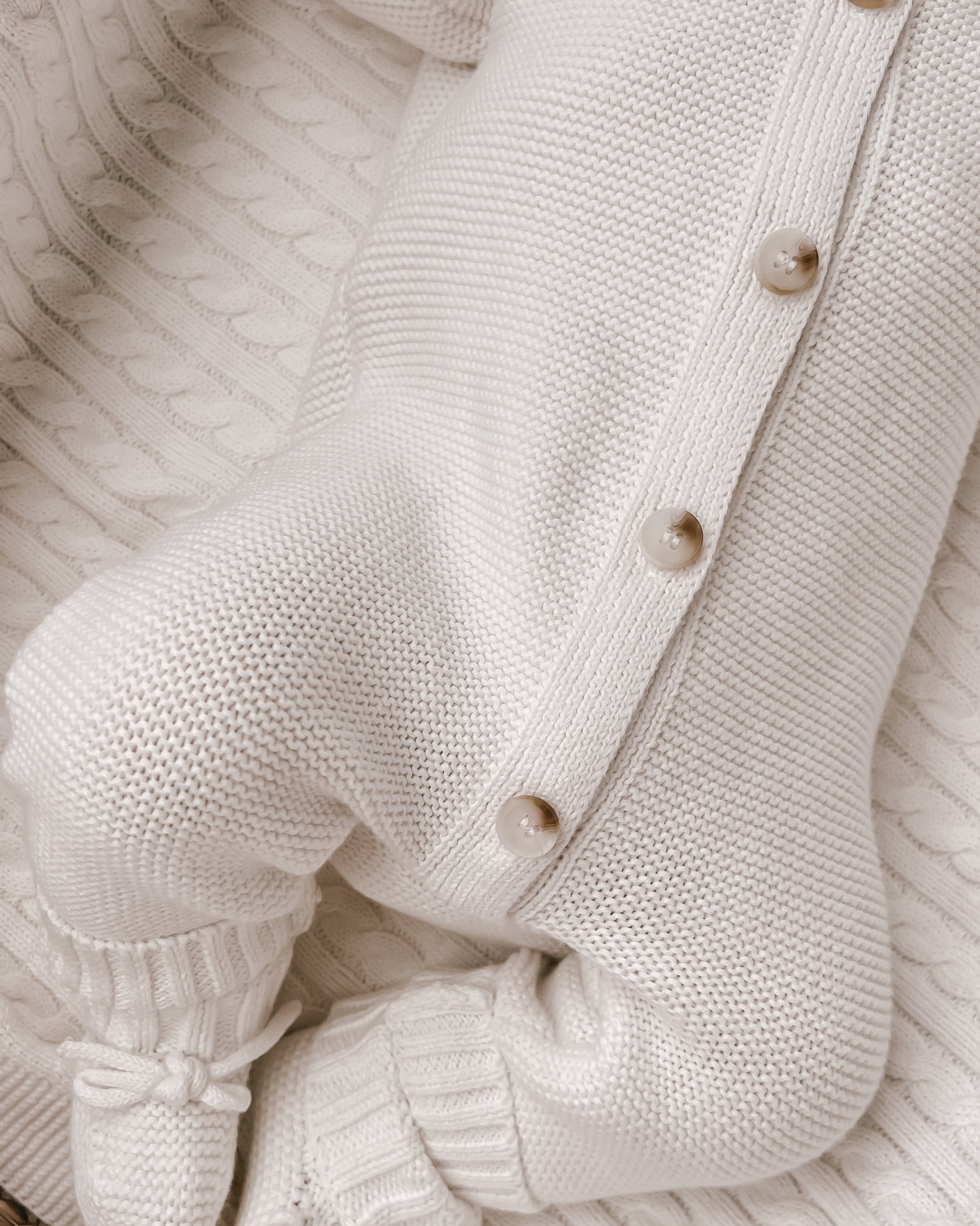Classic Purl Knit Jumpsuit - White