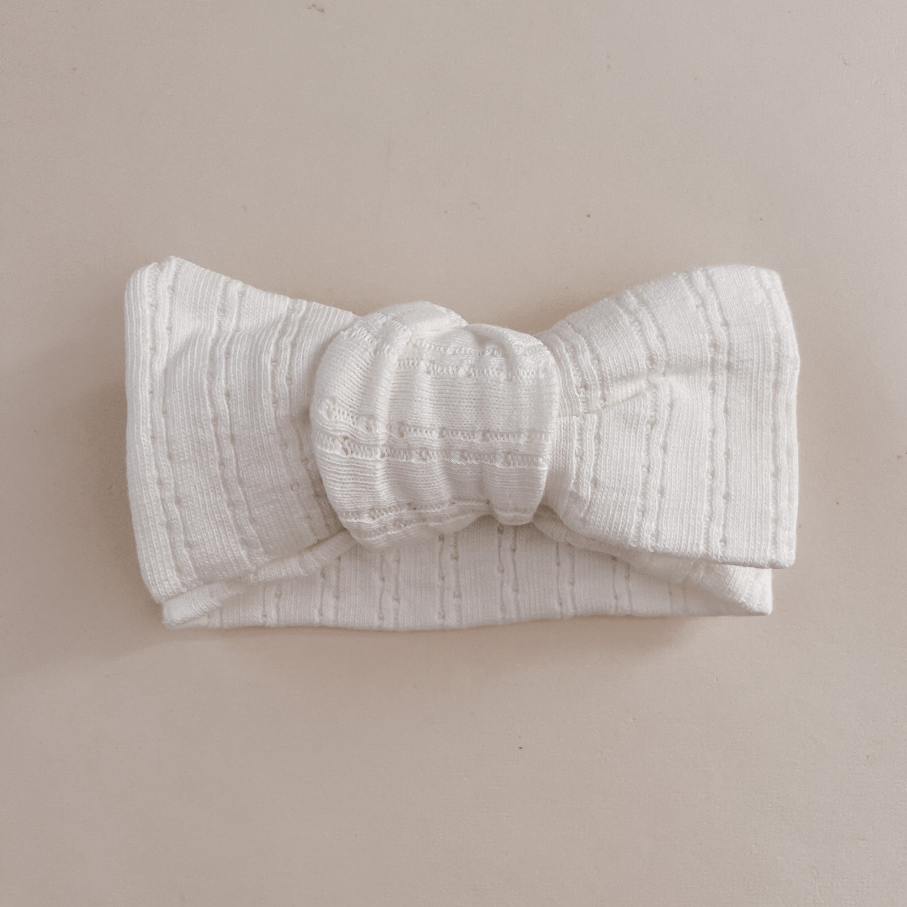 Pointelle Bow Headband - White