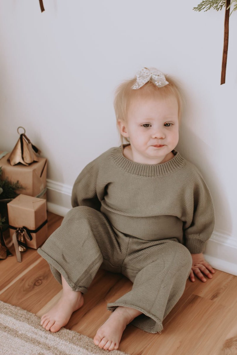 Presley Knit Set in Greyish Green