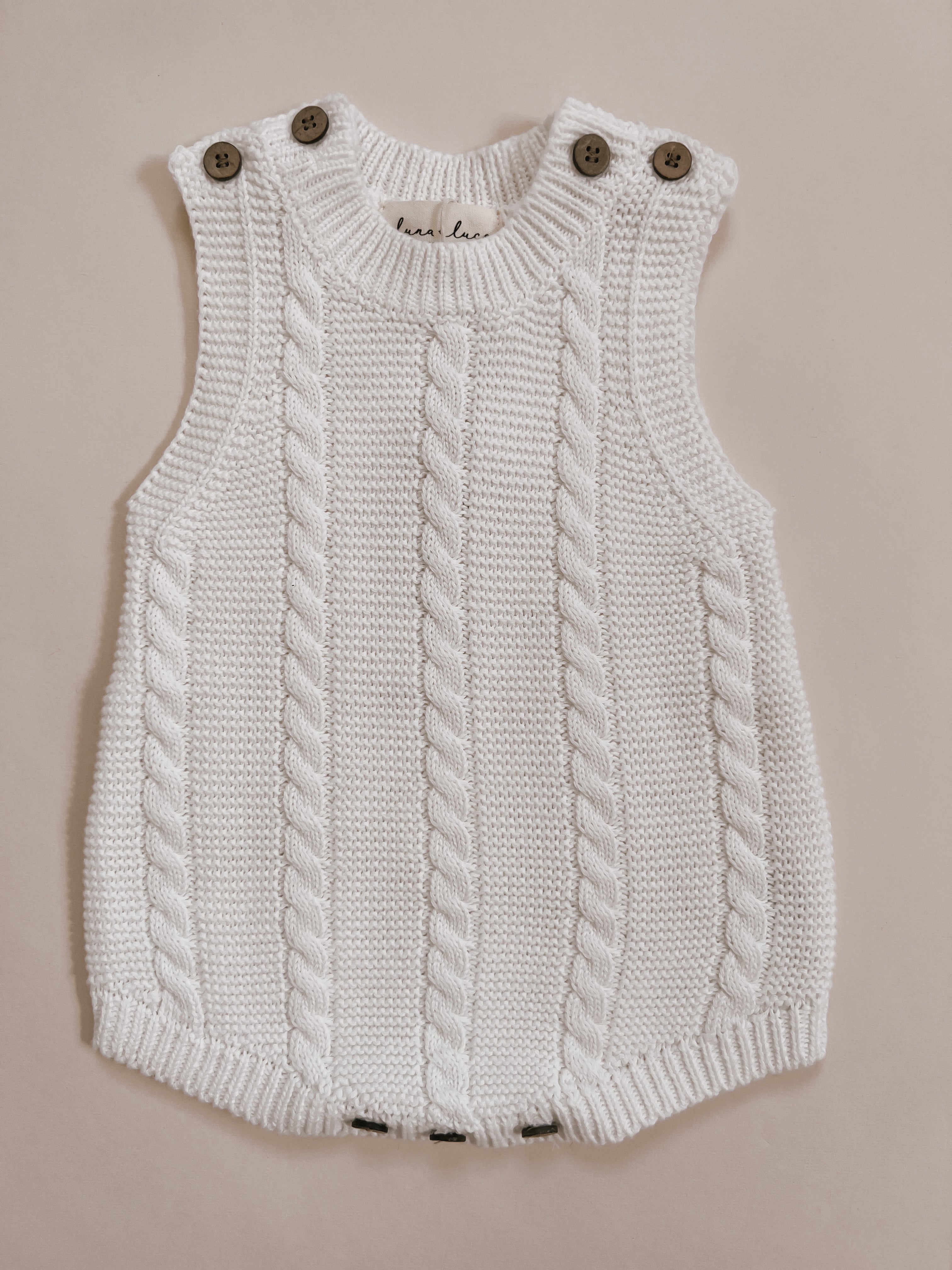 Cable Knit Summer Romper - White
