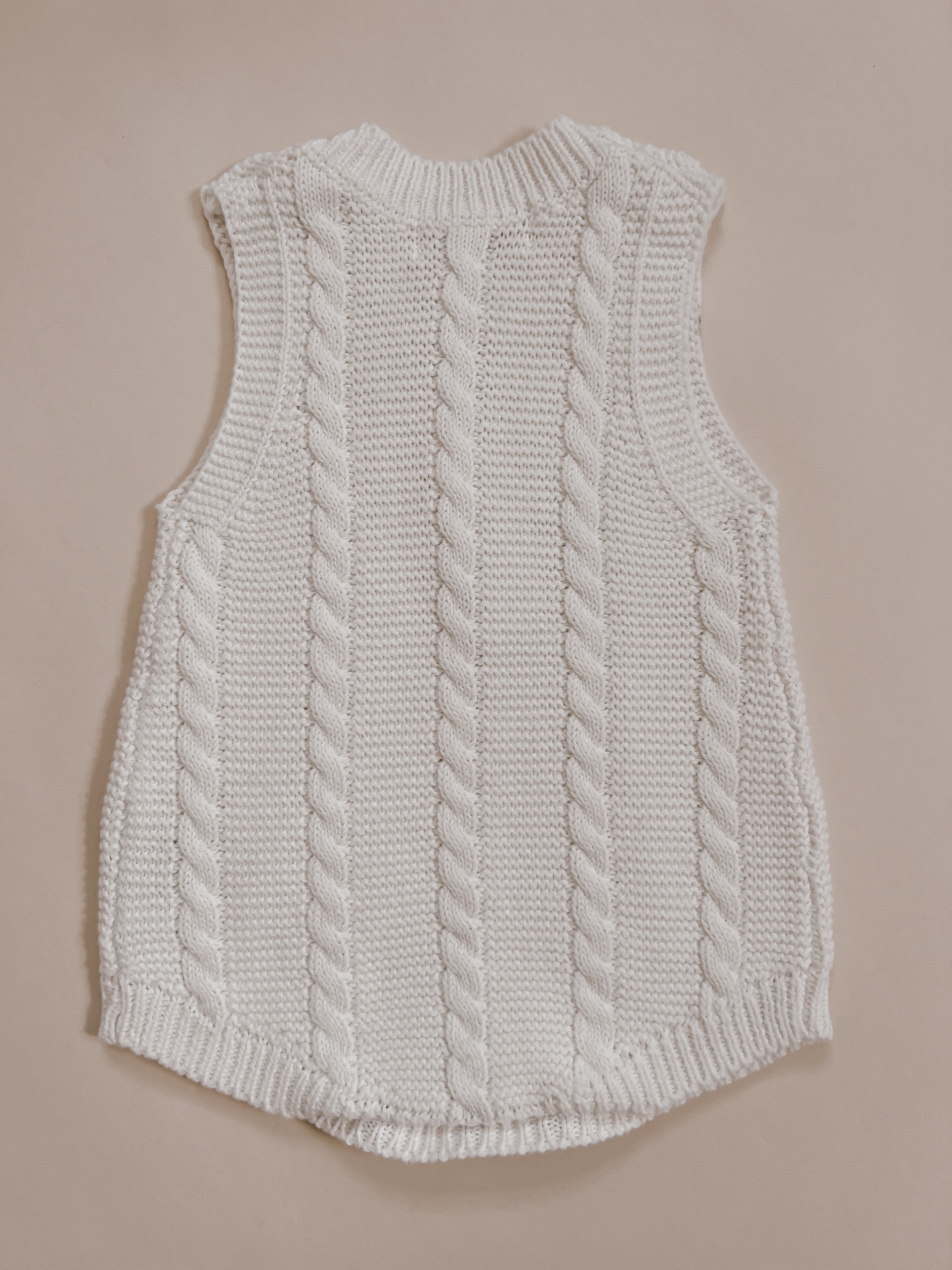 Cable Knit Summer Romper - White