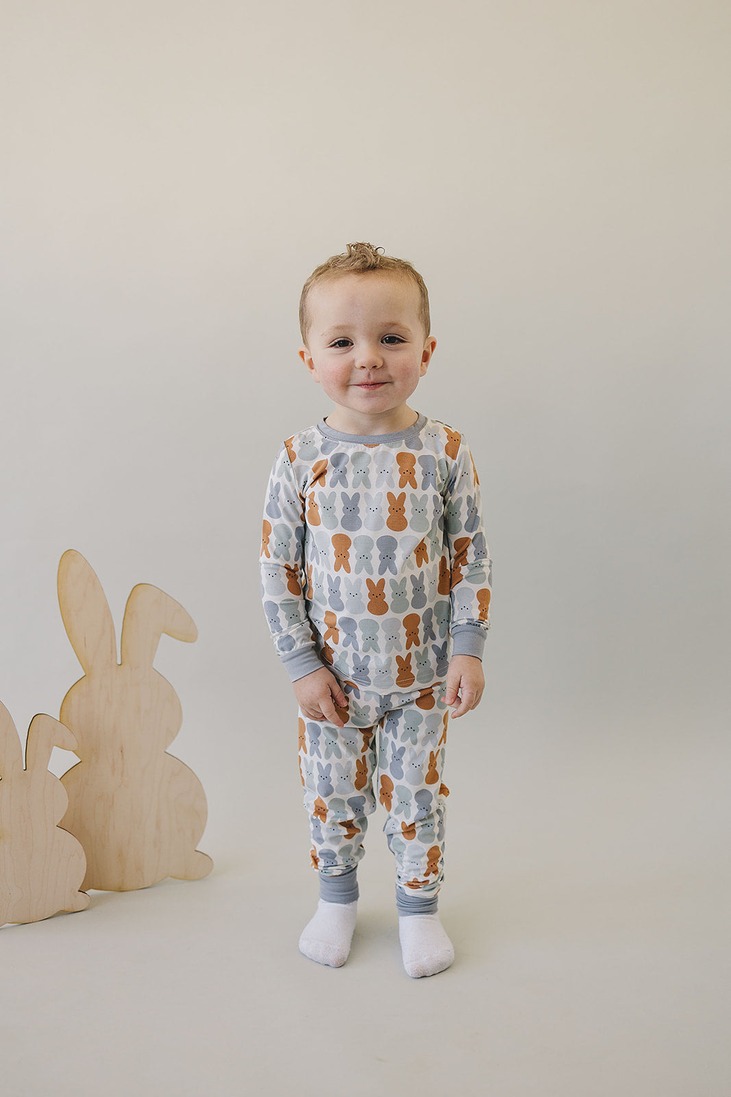 Dusty Blue Bunny Bamboo Two-piece Cozy Set