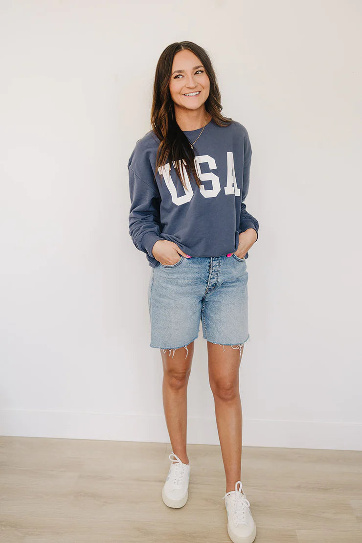 Adult USA French Terry Crew Neck