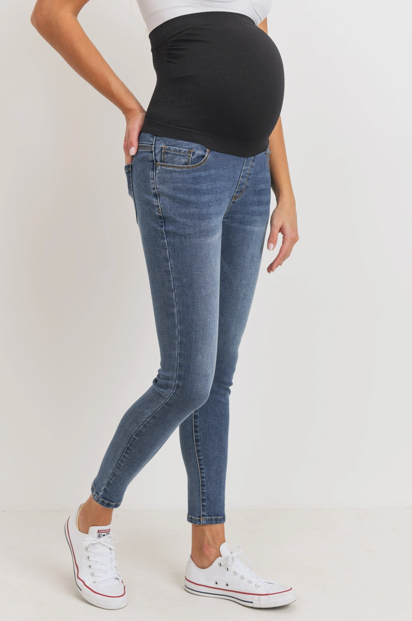 Stretch Maternity Skinny Jeans with Elastic Belly Band