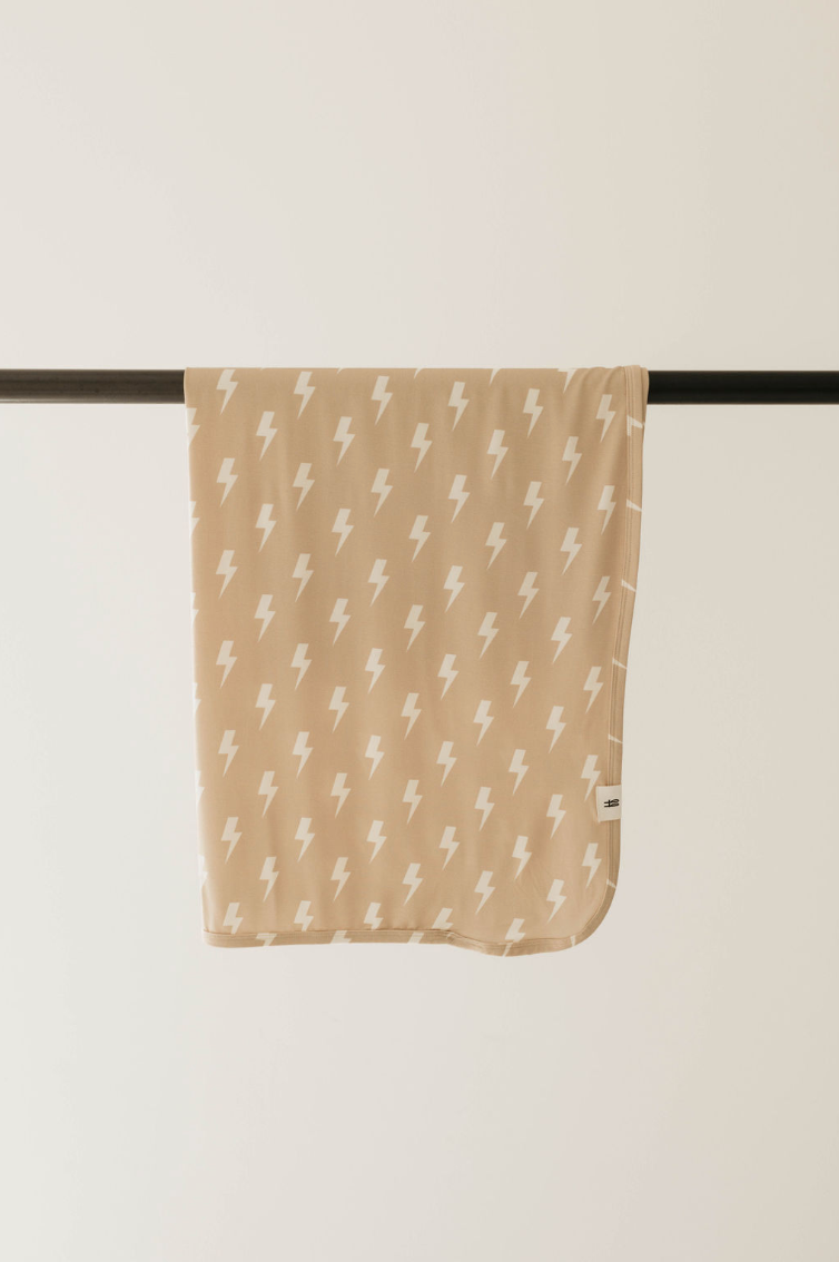 Bamboo Swaddle | Tan & Cream Lightning Bolt