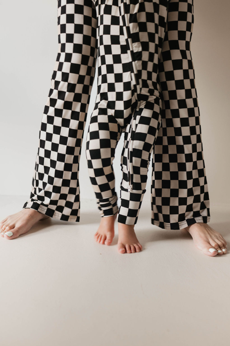 Women's Bamboo Pajamas | Black Checkerboard