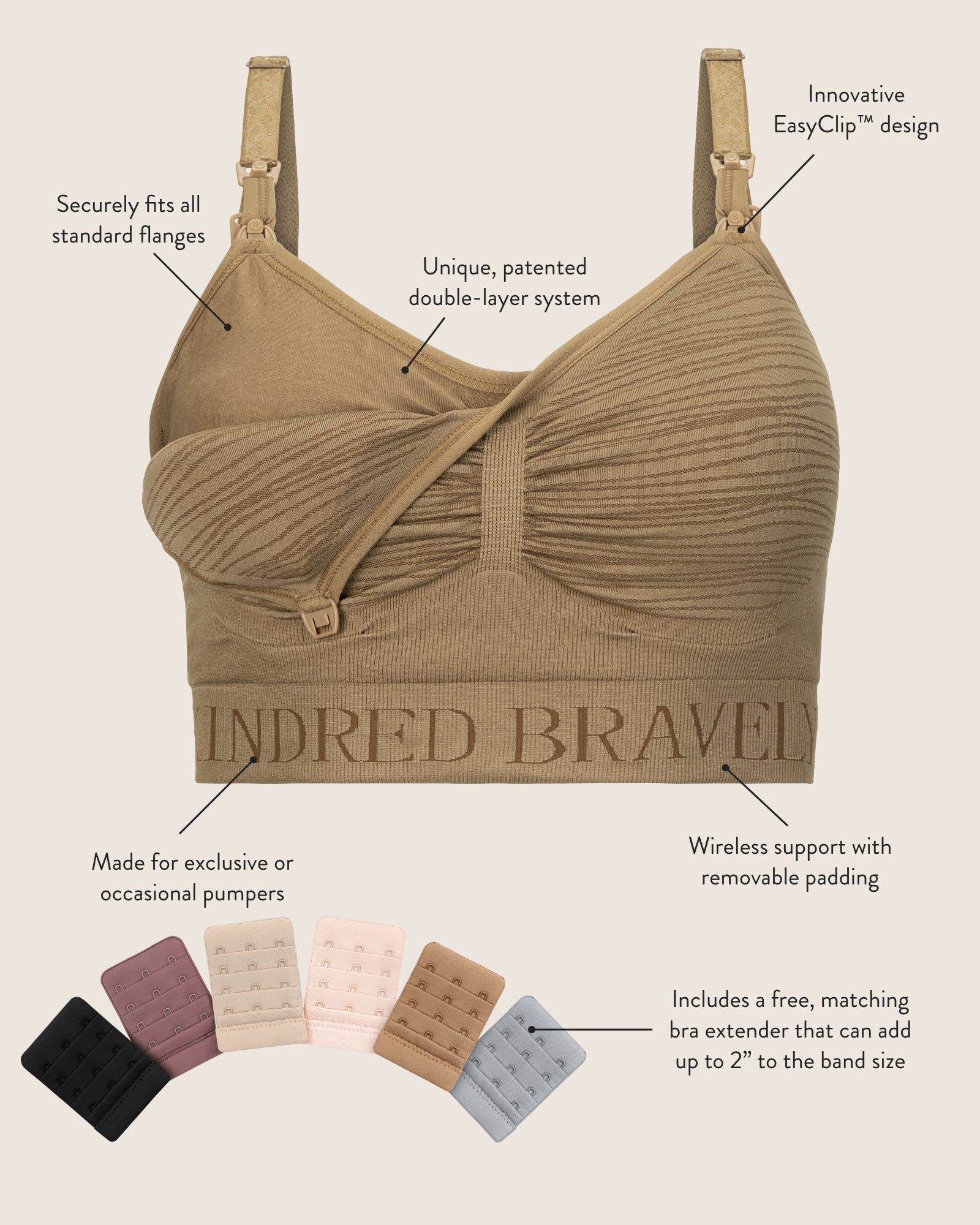 Sublime® Hands-Free Pumping & Nursing Bra | Beige