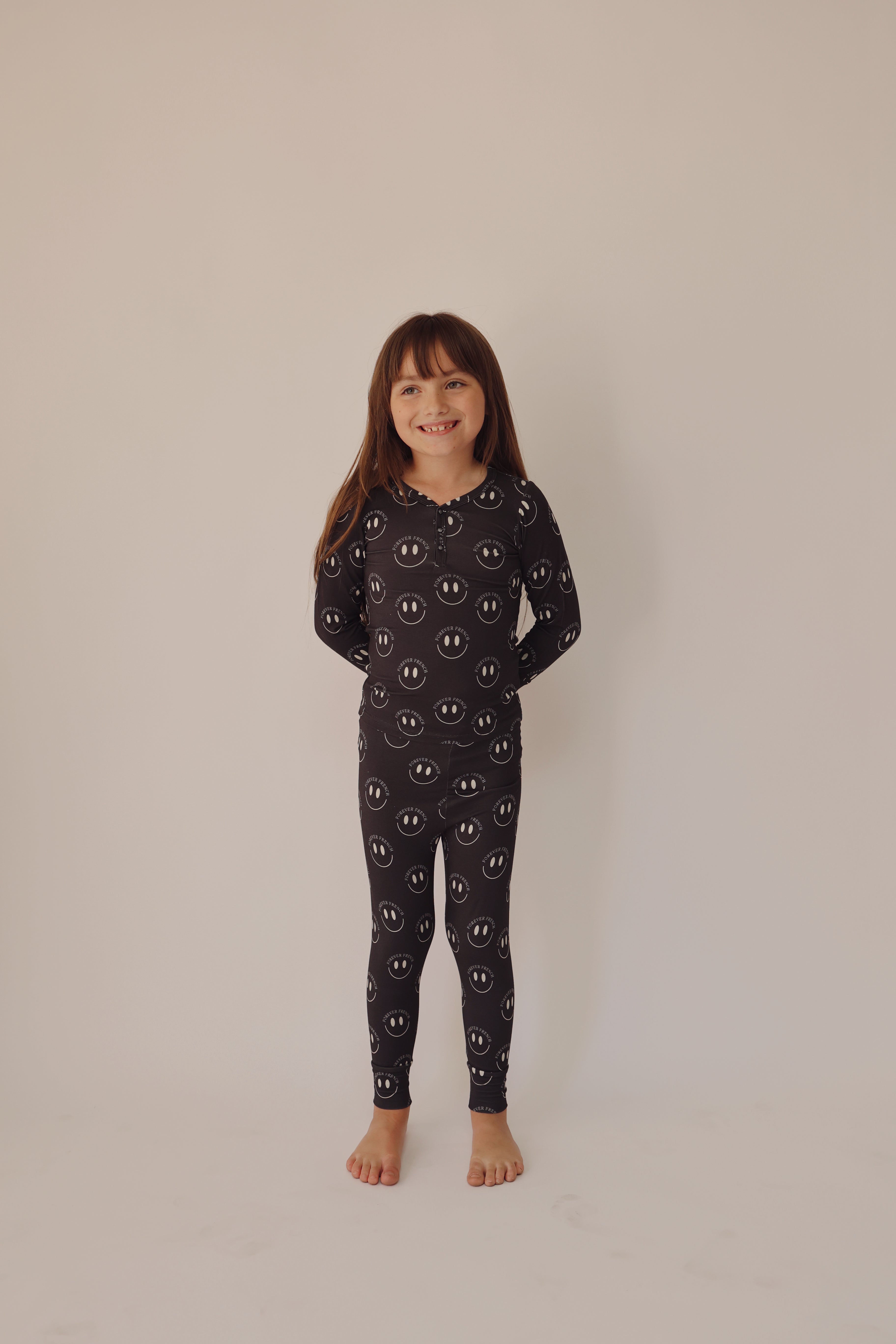 Charcoal & White FF Smile | Bamboo Two Piece Pajamas