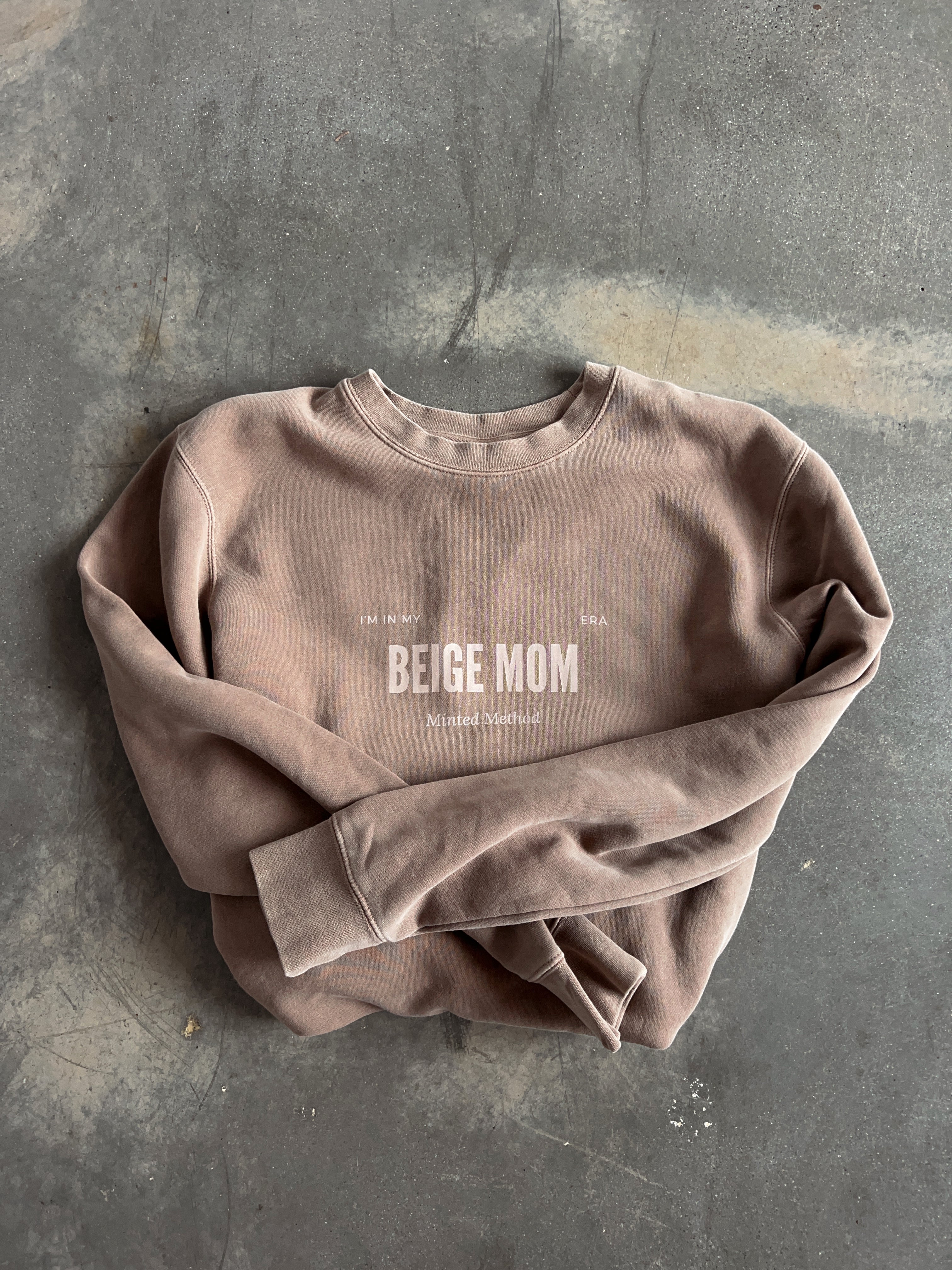 Beige Mom Crew Neck Sweatshirt - Preorders