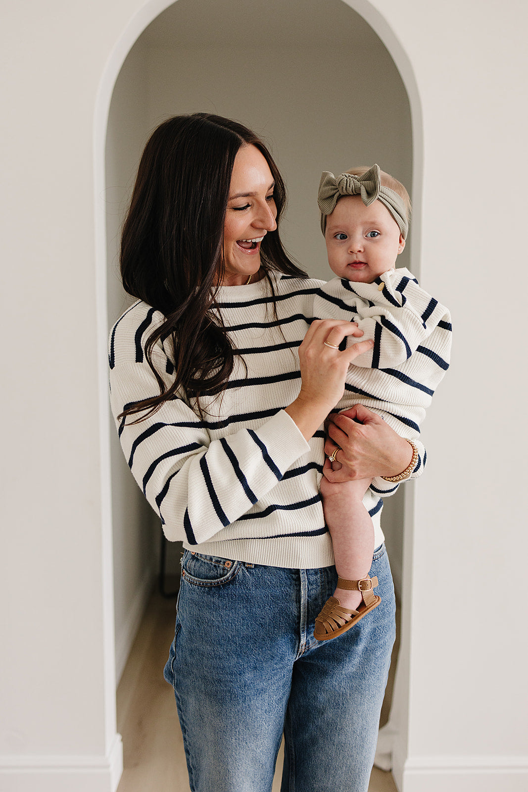 Navy Stripe Adult Knit Sweater