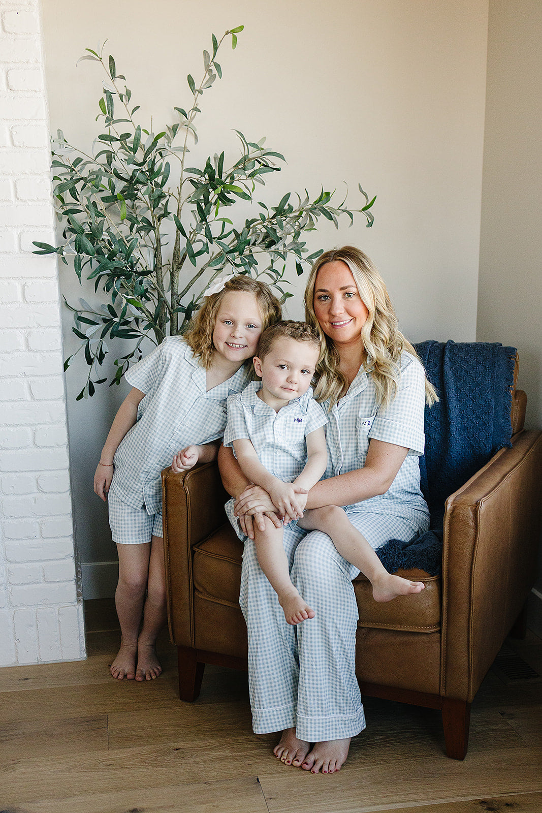 Women's Light Blue Gingham Pajama Set