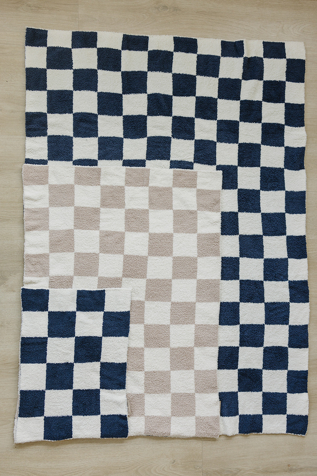 Navy Checkered Plush Blanket