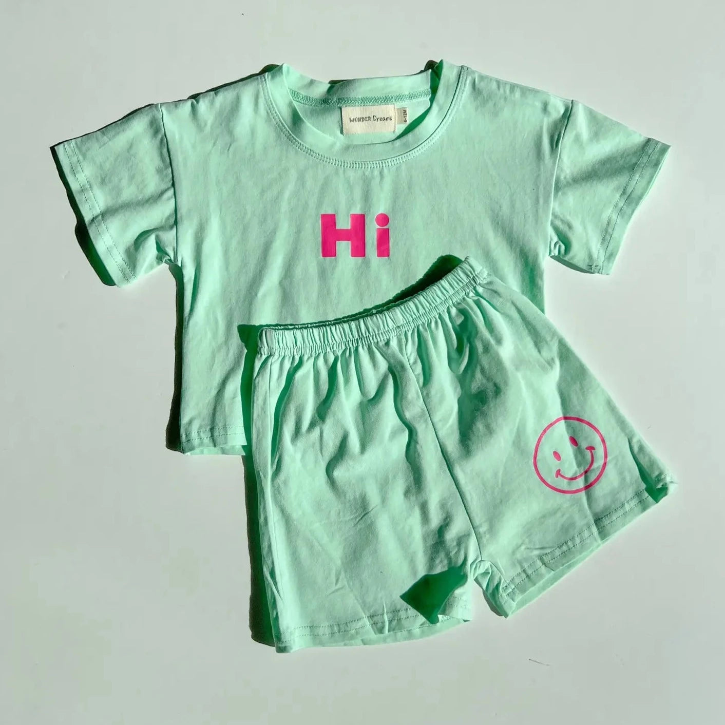 "Hi" Smiley T-Shirt and Short Set