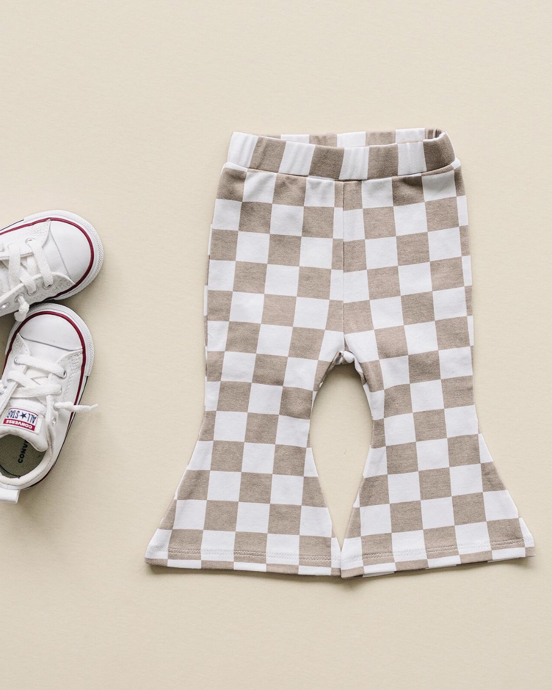 Checkered Flare Pants | Latte