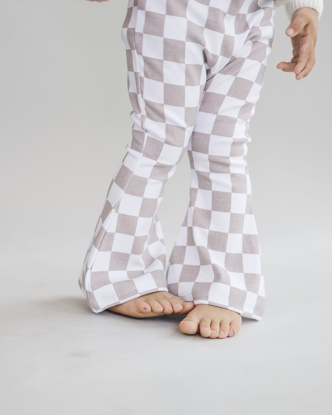 Checkered Flare Pants | Latte