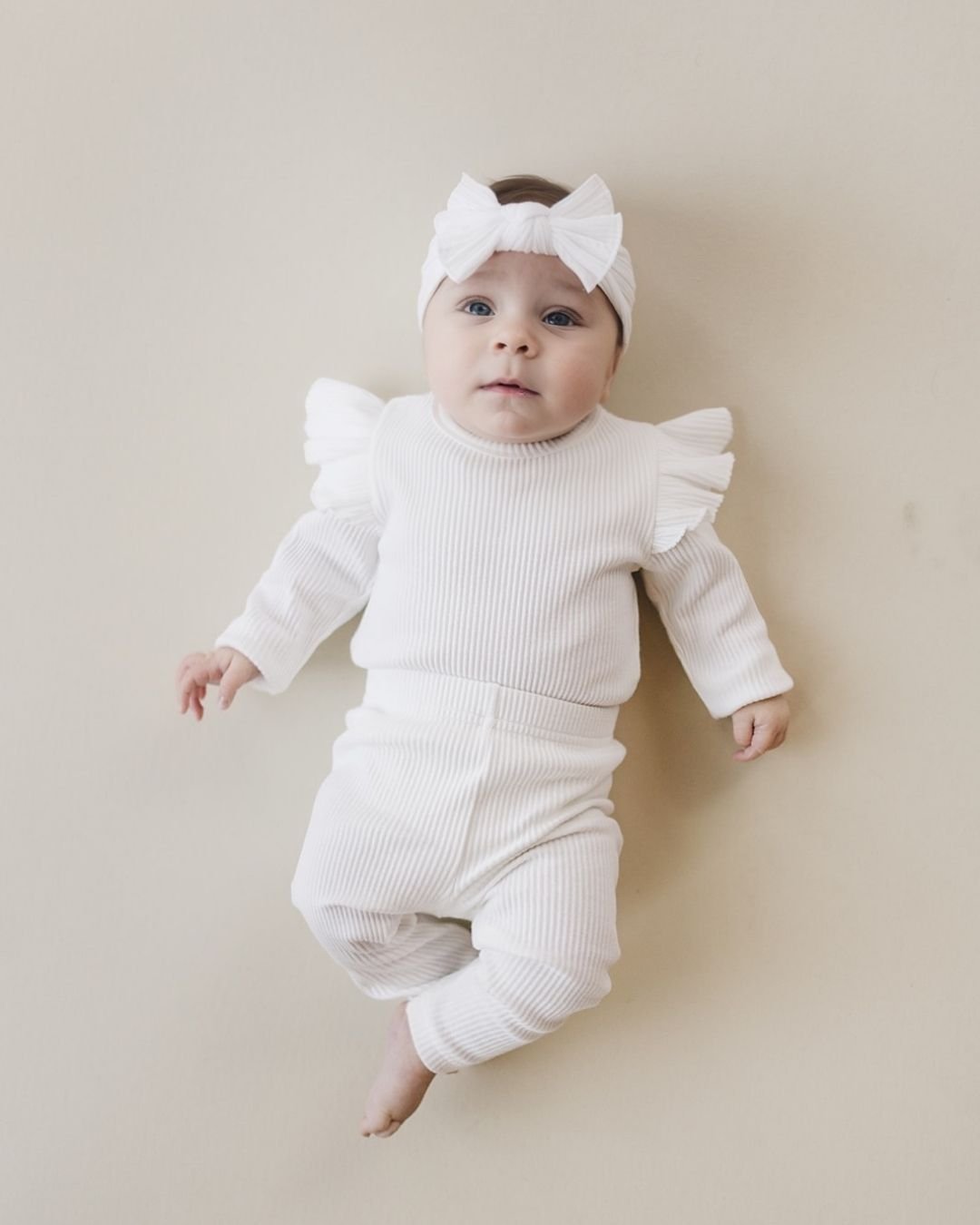 Flutter Sleeve Baby Bodysuit | White