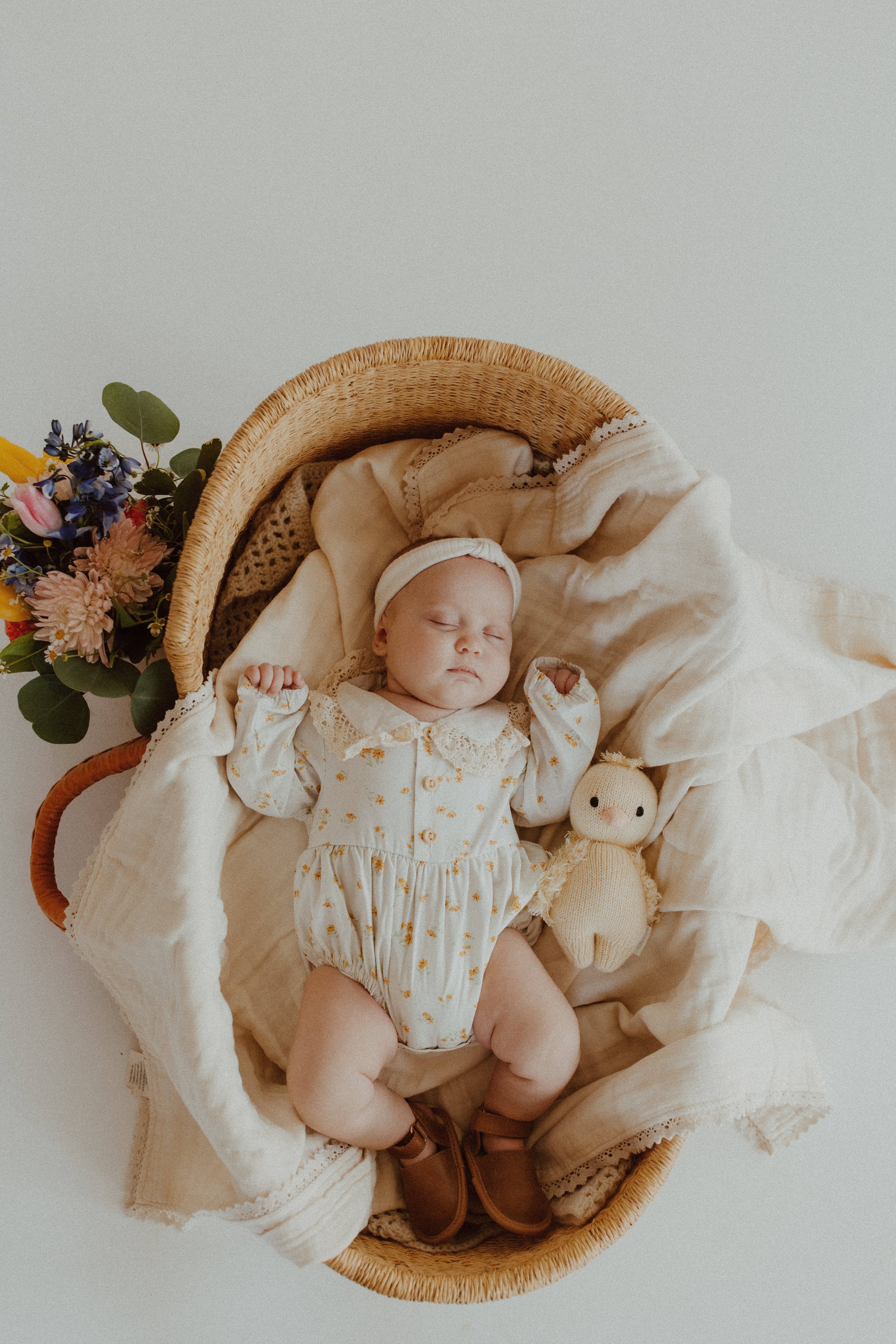 Yellow Floral Button Bubble Romper