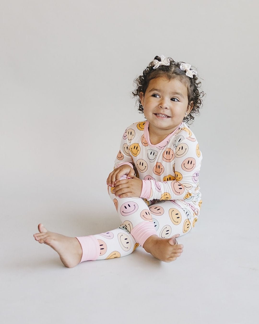 Smiley Bamboo Two Piece Set | Pink